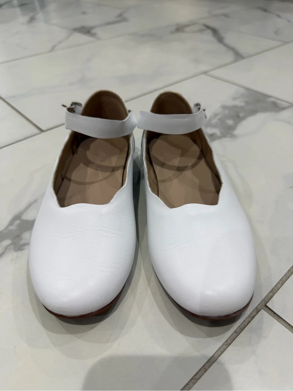 Elephantito White Mary Jane Flats with Ankle Strap